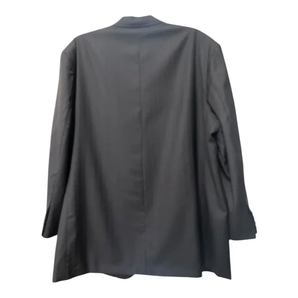 Size XXL David G. Cotugno Mens 2 Button Silk Wool Blazer Jacket Black Stripes